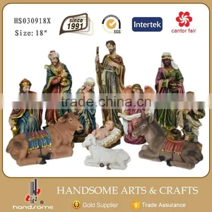 8 Inch Resin Craft Religious Items Child Theme Christmas Nativity Scene Crib Set thumbnail-6