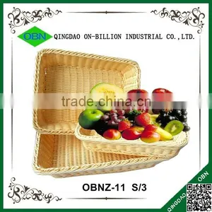 Cheap Customized Washable Cream Plastic Rattan Food Basket for Microwave thumbnail-1