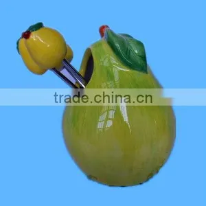 Pear Shape Fruit Fork Set With Ceramic Holder thumbnail-1