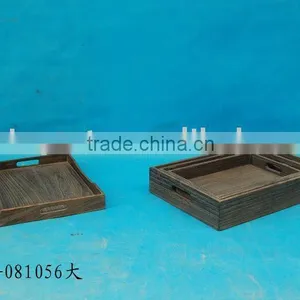 Disposable Handmade High Quality Carbonization Wooden Serving Fruit Tray thumbnail-1