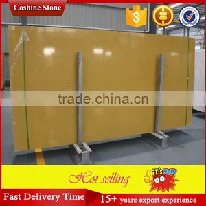 Polished Composite Countertop Yellow Quartz Stone Slab thumbnail-2