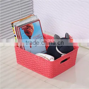 Rattan Laundry Plastic Basket Sundries Storage With Lid & Handle thumbnail-3