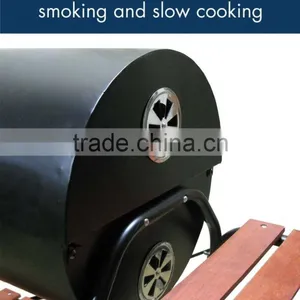 30" Inch Barrel Charcoal BBQ Grill With Trolley thumbnail-2