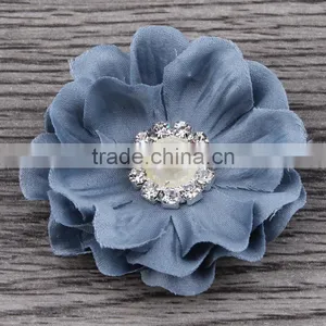 Fabric Flower With Pearl Rhinestone Center for Kids Hair Accessories thumbnail-3