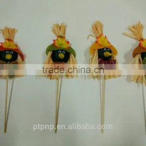 Paper Straw and Fabric Scarecrow Head for Autumn and Harvest Decoration thumbnail-2