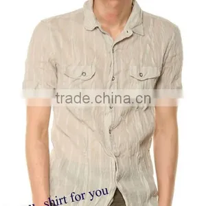 Yarn Dyed Linen Short Sleeve Linen Shirts/casual Linen Shirts for Man thumbnail-1