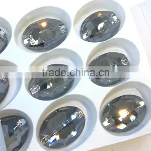Black Diamond Flat Back Sew on Crystal Facncy Stone Glass Beads With Holes for Jewelry Making thumbnail-3