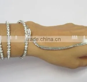 CZ SPIRAL HANDCOVER GYPSY Slave BRACELET RING Silver Tone thumbnail-1