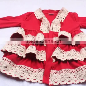 Best Kids Products Ruffle Lace Red Cotton Coat for Children Valentines Day Out Clothing thumbnail-4