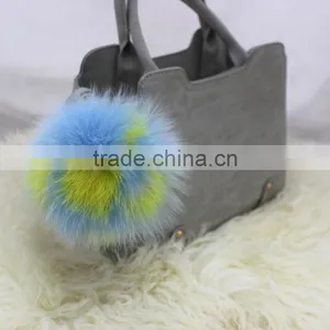 Fashion Luxury Genuine Fox Body Fur Pom Poms Keychain High Quality Bag Charm Accessory Key thumbnail-6