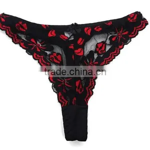 Sexy Women Embroidery G-string Lady Transparent Panties Models thumbnail-4