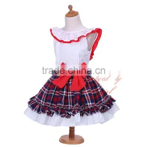 Tartan Crop Top and Skirt Set Spanish Baby Clothing thumbnail-2