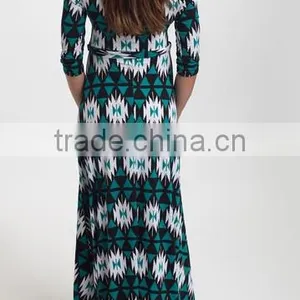 Newest Maternity Dresses With PinkBlush Teal Geo Maternity Maxi Dress Half Sleeve Women Clothes WD80817-25 thumbnail-2
