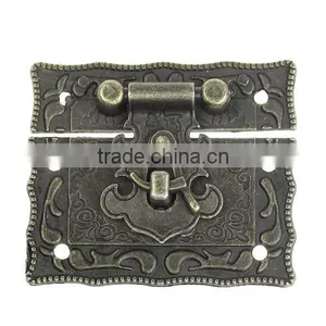 Antique Bronze Pattern Carved Jewelry Box Hasp Latch Lock Decorative Hasp thumbnail-1
