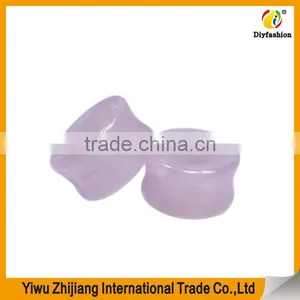 Double Flare Pink Rose Quartz Blue Turquoise Tigers Eye Stone Tunnels Green Jade Organic Stone Tunnels Plugs Ear Gauges thumbnail-1