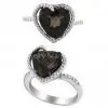 Custom Made Heart-shaped Smoky Quartz White Gold Engagement and Wedding Ring thumbnail-1