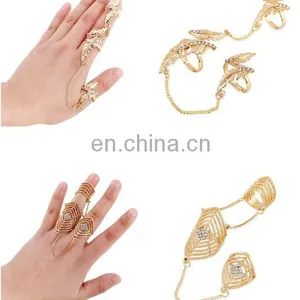 Delicate Filigree Ring Hollow Pattern Diamond Knuckle Ring 2 Sets thumbnail-1
