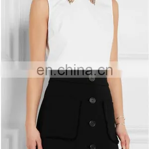 Hot Sale Lady Top With Beading Neckline thumbnail-2