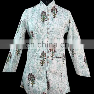 Reversible Handmade Block Printed Floral Quilted Floral Designer Warm Coat thumbnail-1