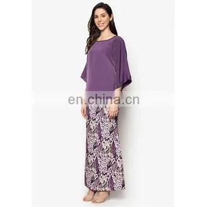 High Quality Fancy Baju Kurung Latest Design 3/4 Kimono Sleeves Muslim Top thumbnail-2