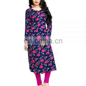 Women Casual Wear Rayon Soft Cotton Floral Printed Kurti (Party Wear Tops) thumbnail-1