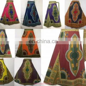 African Wax Ankara Dashiki Print Women Wrap Skirts Dashiki Maxi Long Full Skirt thumbnail-1