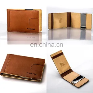 Low Price Handcraft Simple Design Brown Leather USA Money Clip thumbnail-6