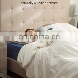 2020 Hot Sale Durable Antique Cream 100% Washed Cotton Duvet Cover Set For Hom Hotel Travel thumbnail-5