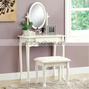 Wooden Dressiing Table & Stool Set With Mirror thumbnail-1