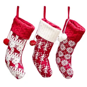 Christmas Decorationsknitted Christmas Sockswool Socksed and White Elk Snowflake Gift BagChristmas Gift Bag thumbnail-1