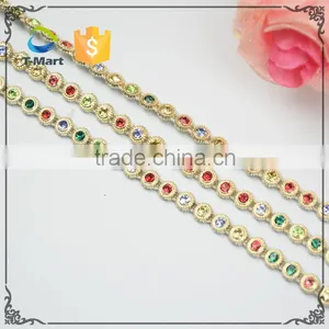 Golden Plastic Trimming With Multicolor Round Beads thumbnail-1