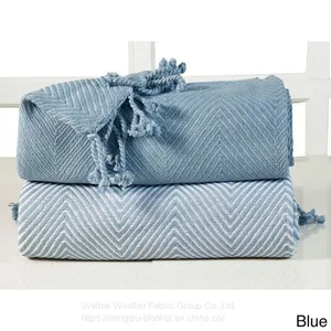 Woven Cellular Herringbone Pure Cotton Throw Blanket thumbnail-3