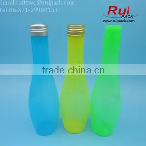 Hot! Long Thin Plastic PET Bottle With Aluminum Cap for Beverage/drink, Clear PET Juice Bottle thumbnail-1