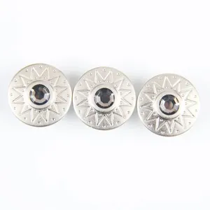 Denim Button Jeans Clothes Engraved Brass and Rivet Jeans Jacket Logo Custom Metal Buttons for Denim Jeans With Diamond thumbnail-1
