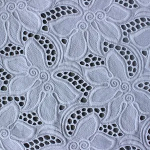 XE059 Bleach Eyelet Fabric Schiffli Cotton Lace Fabric Hollow Out For Garments thumbnail-5
