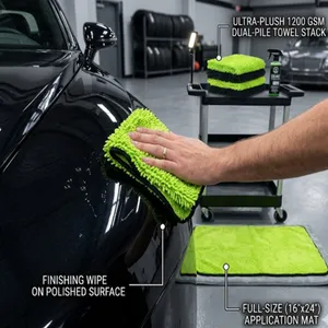 Ultra-Plush Chenille Microfiber Car Drying Towels – Professional Dual-Pile Car Detailing & Polishing Cloths thumbnail-1