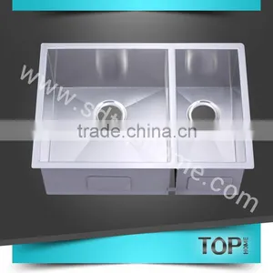 TH-RA2920BL Stainless Steel Handmade Sink With CUPC Square Corner Double Bowls Undermount Sink Kitchen Sink thumbnail-2
