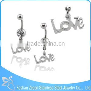 Professional OEM Factory Surgical Steel Crystal Hanging Letter Belly Button Ring thumbnail-3
