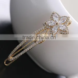 Fashion Jewelry Wedding Party Dress Luxury Vintage Headwear Elegant Flower Petal Rhinestone Women Lady Alloy Hair Clip Barrette thumbnail-4