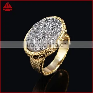 Vintage Style Oval Titanium Black Druzy Chunky Ring thumbnail-6