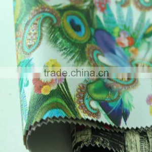 Peacock Printed Pattern Cross Embossing Pvc Artificial Leather for Bags Notebook Covers Guangzhou Leather Manufacturer thumbnail-6