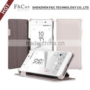 Around Protective Flip Genuine Leather Cover Case Wallet Case for Sony Z5 With Stand thumbnail-1