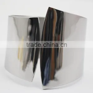 Punk Silver High Polished Cuff Bangle Jewelry Bracelet thumbnail-3