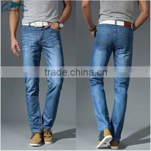 Denim Jeans Men Famous Brand 2016 Jeans Slim Fit Straight Trousers Zipper Style Light Blue thumbnail-4