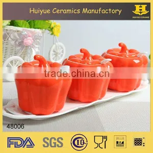 Set of 3 Ceramic Spice Jars/ Condiment Pots/Spoon Sets thumbnail-1