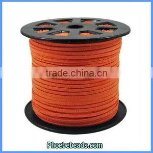 Wholesale Hot Sale 2.7mm Shiny Orange Red Faux Flat Jewelry Suede Cords SC-1053 thumbnail-1