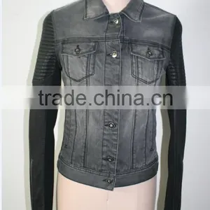 Women Spring Autumn PU Jeans Jacket Online Shopping thumbnail-2