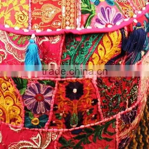 Ethnic Poof Indian Pouf Ottoman Storage Pouf Cover Footstool Bohemian Gypsy Decor thumbnail-2