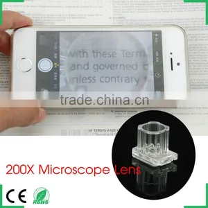 Portable Stick-on 200x Zoom Microscope for Iphone 6 Plus 5c 5s 4s Samsung Galaxy s6 s4 s5 Note4 Htc One m8 m9 thumbnail-2