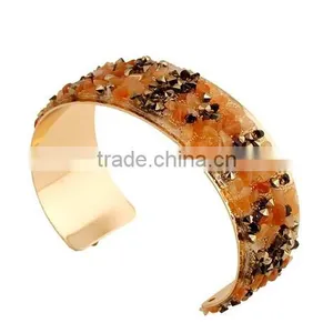 Brand New Vintage Gold Bracelets Bangles Crystals Flower Open Cuff Bangle thumbnail-6